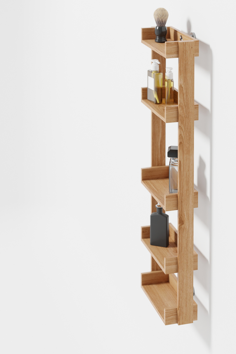 Wooden Bathroom Multi-Shelf | Wireworks Yoku | Oroatrade