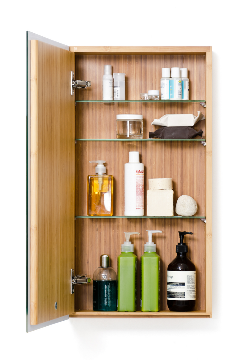 Bamboo Bathroom Cabinet with Mirror | Wireworks Arena | Woodfurniture.com