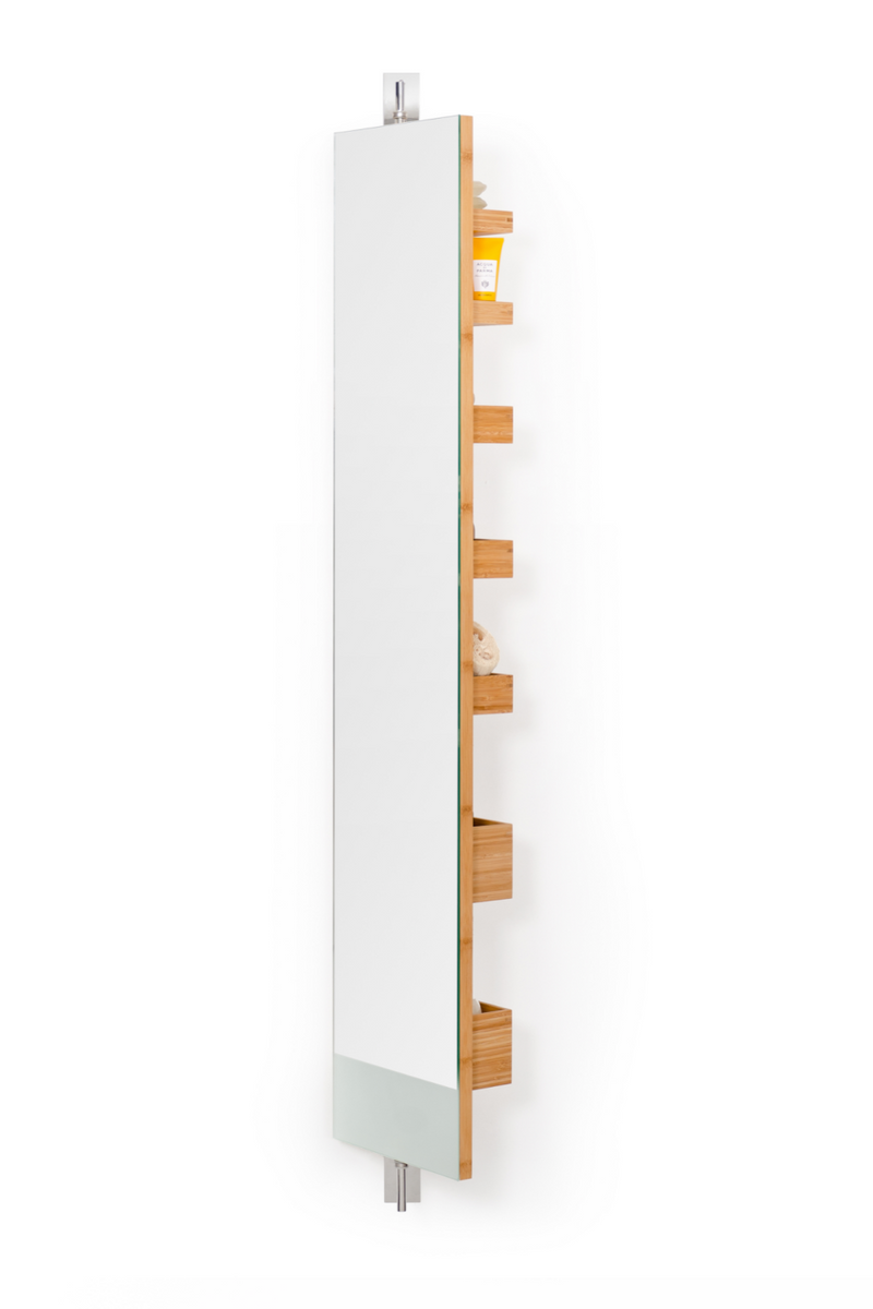 Bamboo Rotating Wall Cabinet with Mirror | Wireworks Arena 1400 | Woodfurniture.com