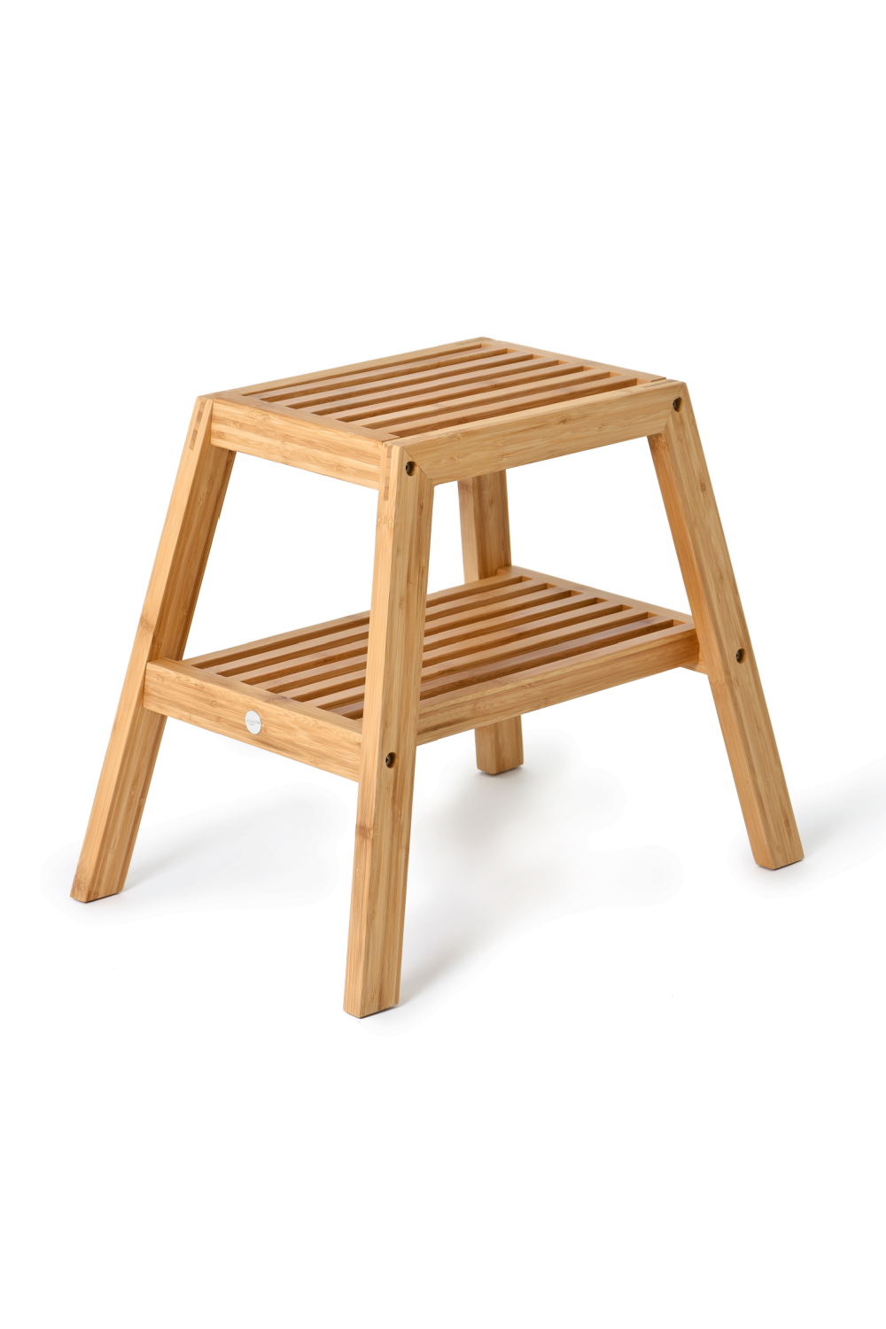 2-Level Bamboo Step Stool | Wireworks Slatted | Woodfurniture.com