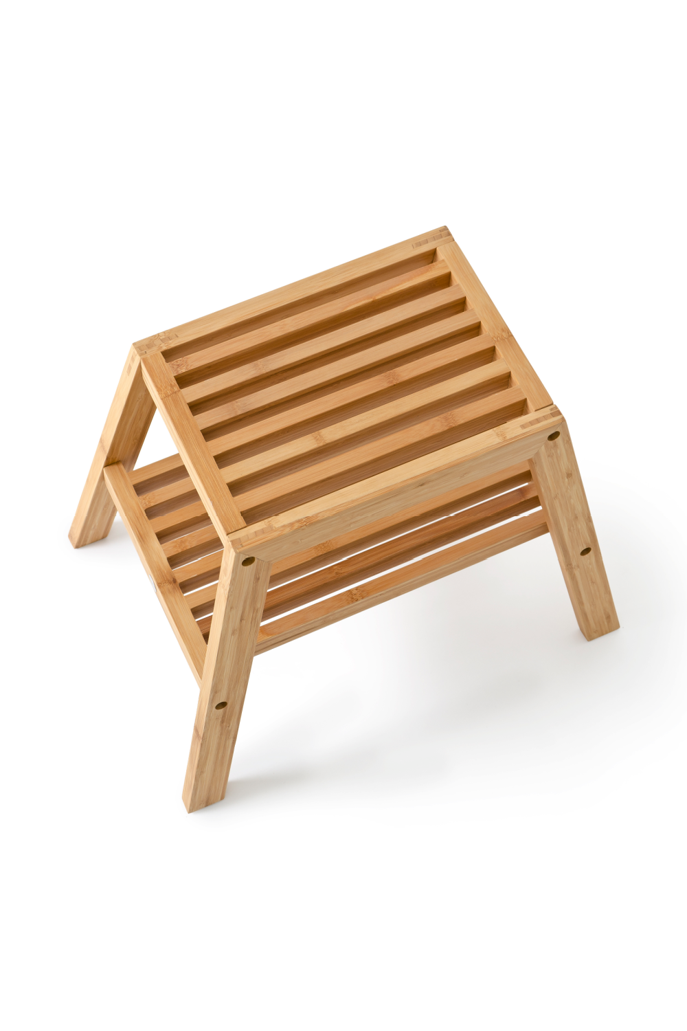 2-Level Bamboo Step Stool | Wireworks Slatted | Woodfurniture.com