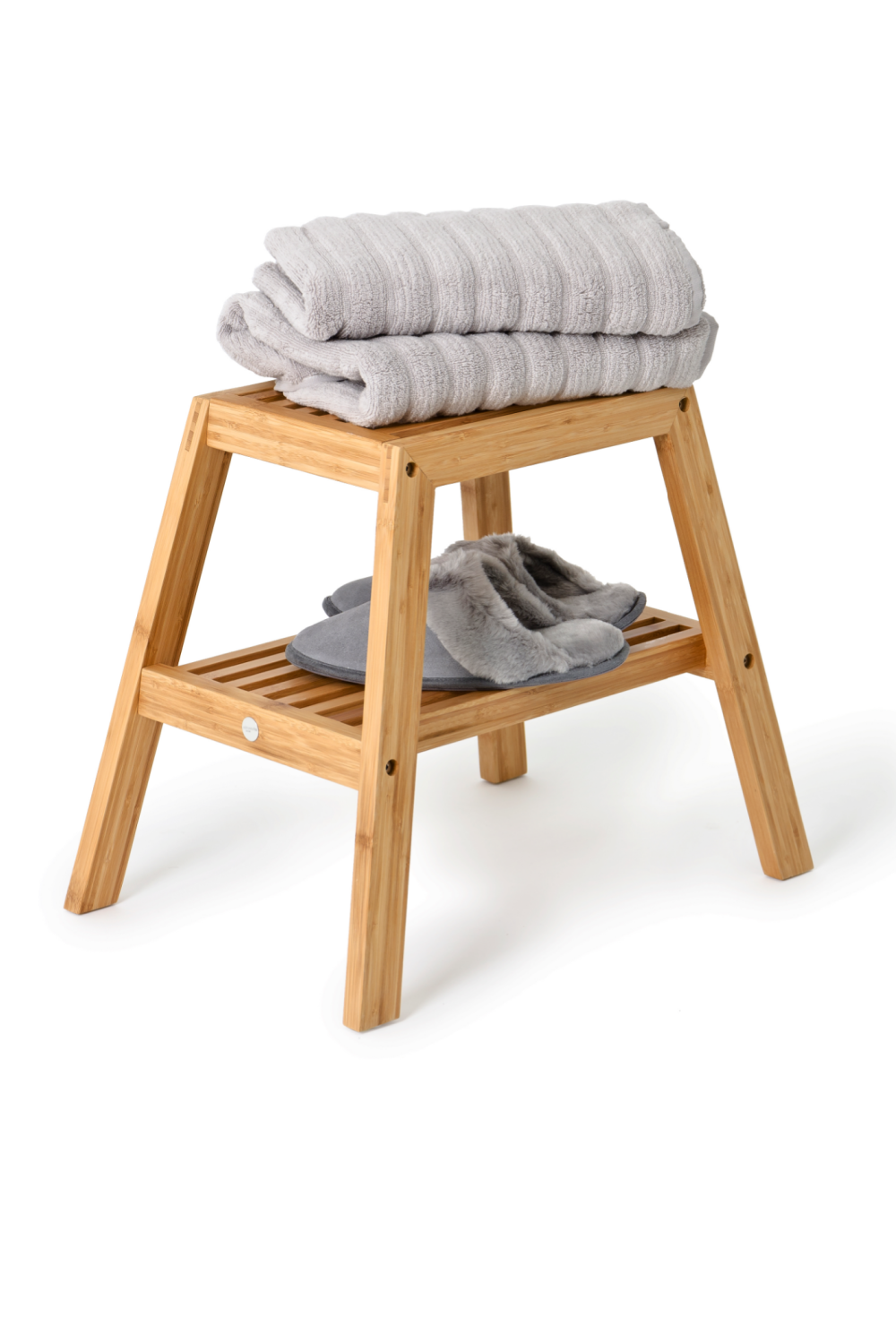 2-Level Bamboo Step Stool | Wireworks Slatted | Woodfurniture.com