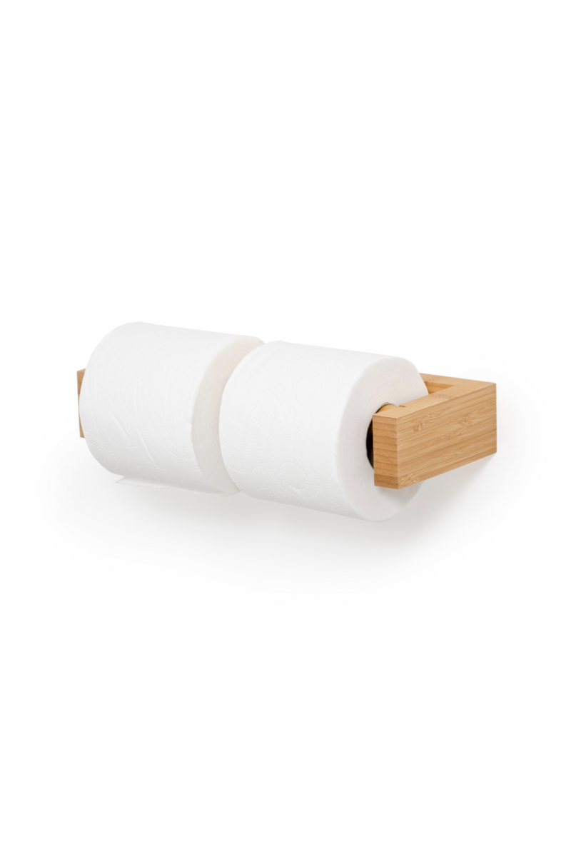 Bamboo Wall Double Toilet Roll Holder | Wireworks | Woodfurniture.com