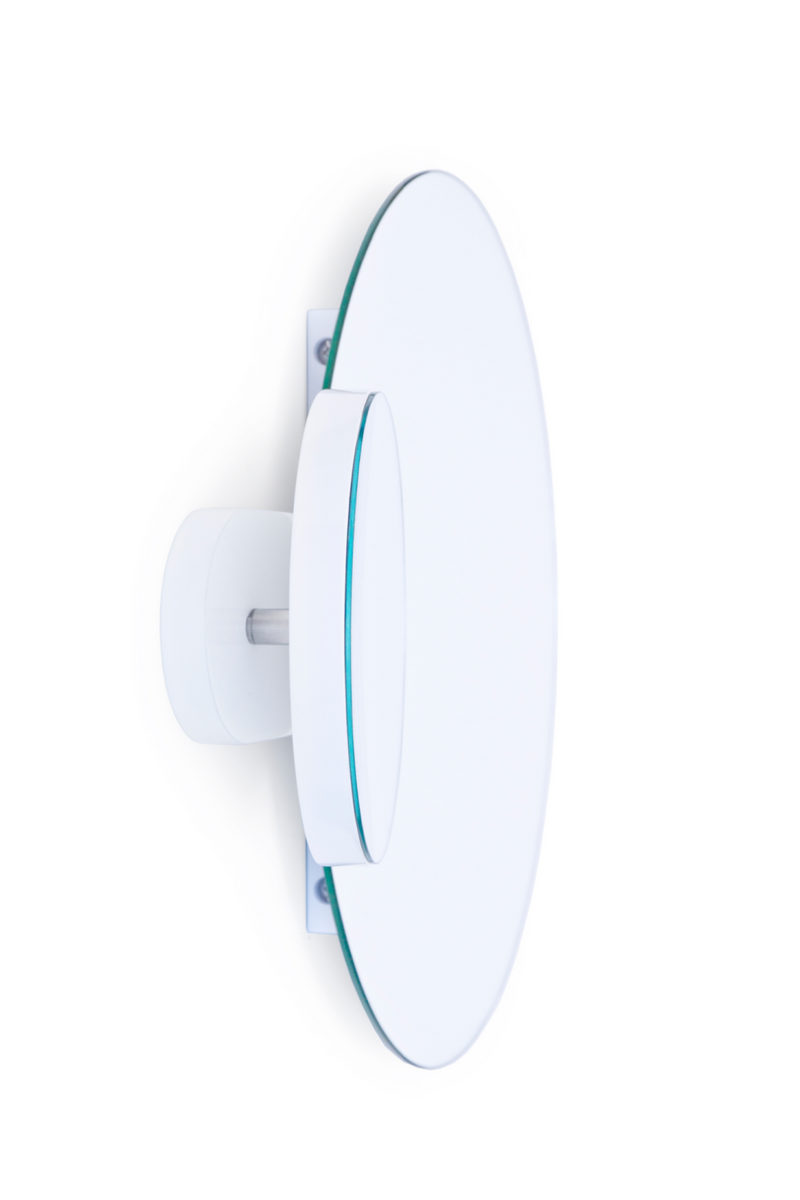 White Round Wall Mirror with Fixed Magnifier | Wireworks Wall Mirror Eclipse | Woodfurniture.com