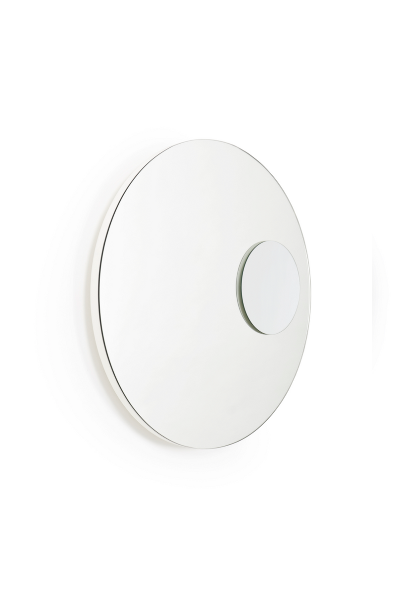 Rotating Round Wall Mirror with Fixed Magnifier | Wireworks Neutrino | Woodfurniture.com