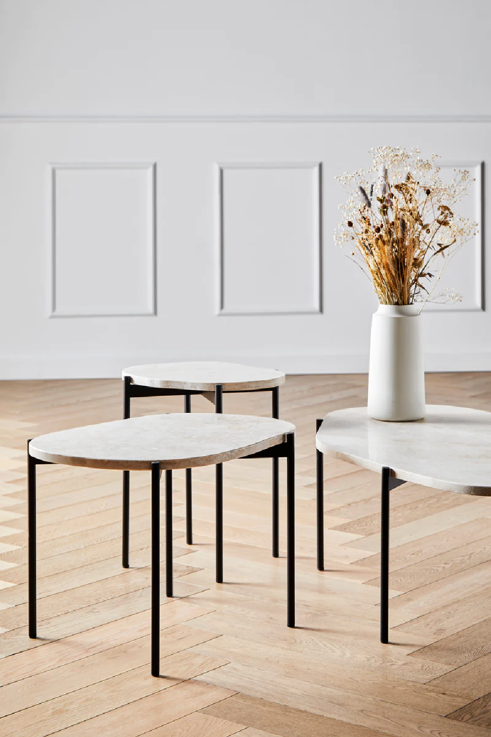 White Travertine Occasional Table M | WOUD La Terra | Woodfurniture.com