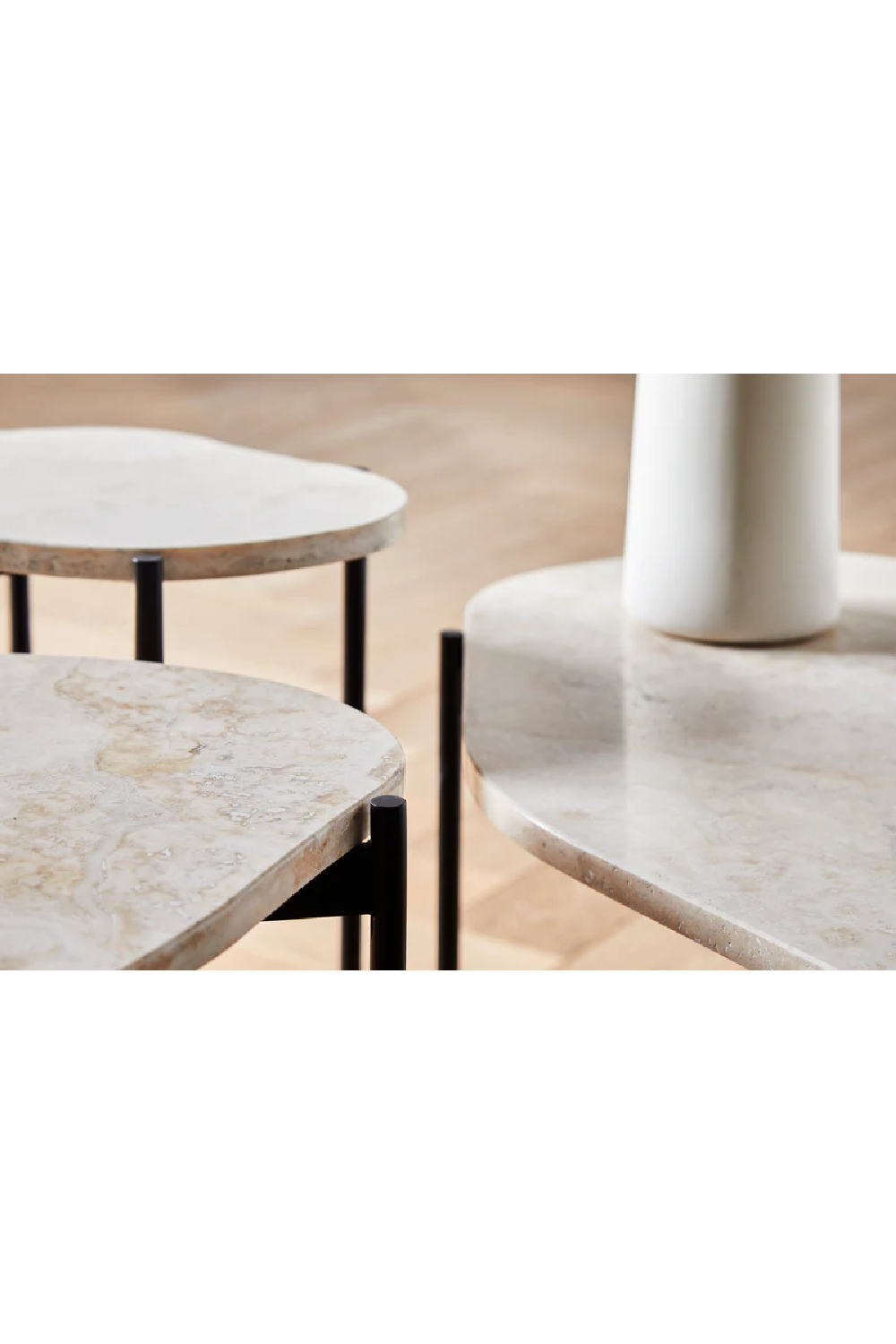 White Travertine Occasional Table M | WOUD La Terra | Woodfurniture.com