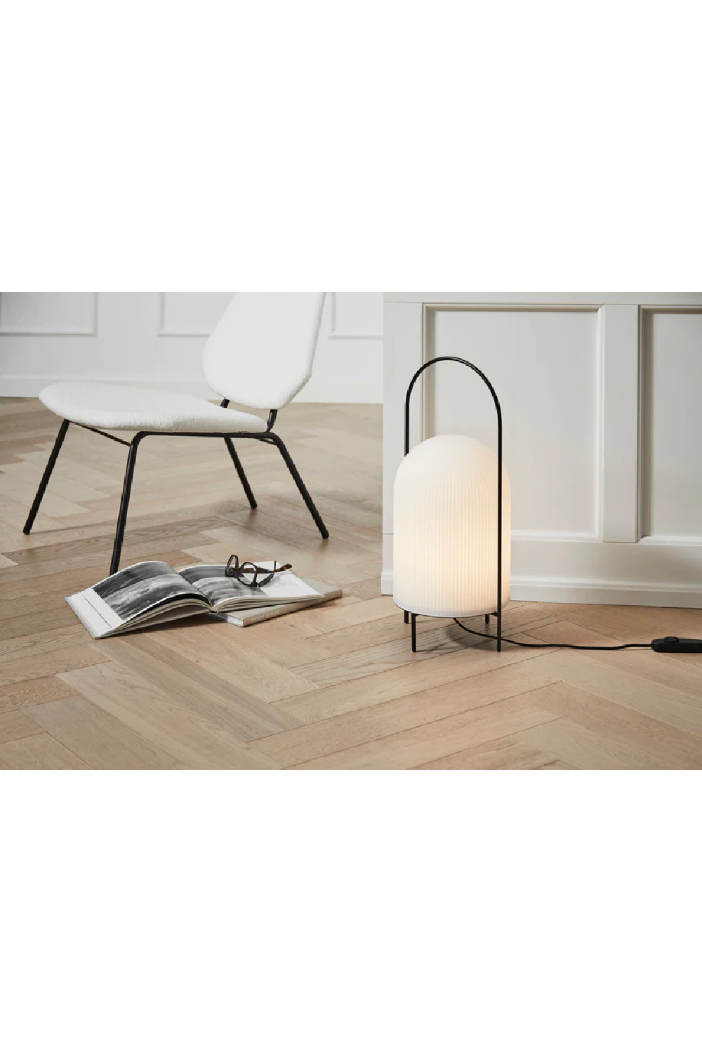 White Glass Contemporary Floor Lamp | WOUD Ghost | Woodfurniture.com