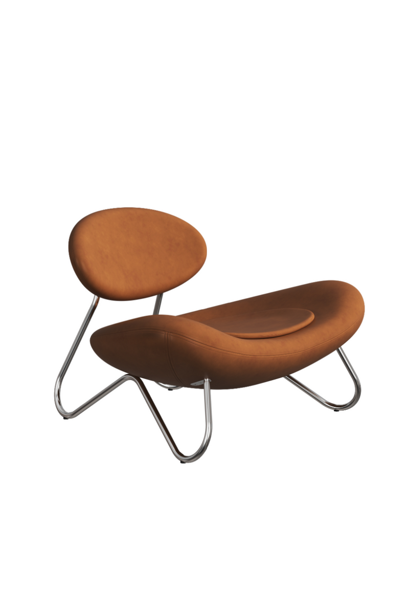 Brown Leather Chrome Lounge Chair | WOUD Meadow | Woodfurniture.com