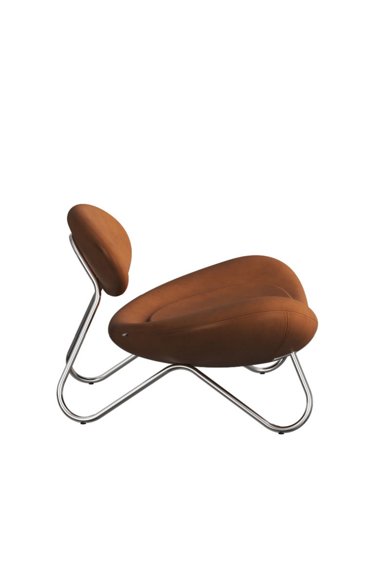 Brown Leather Chrome Lounge Chair | WOUD Meadow | Woodfurniture.com