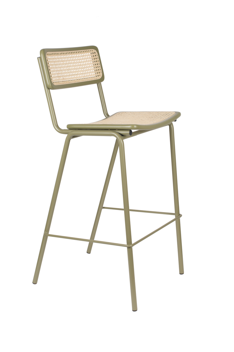 Wood Framed Rattan Bar Stools (2) | Zuiver Jort | Woodfurniture.com