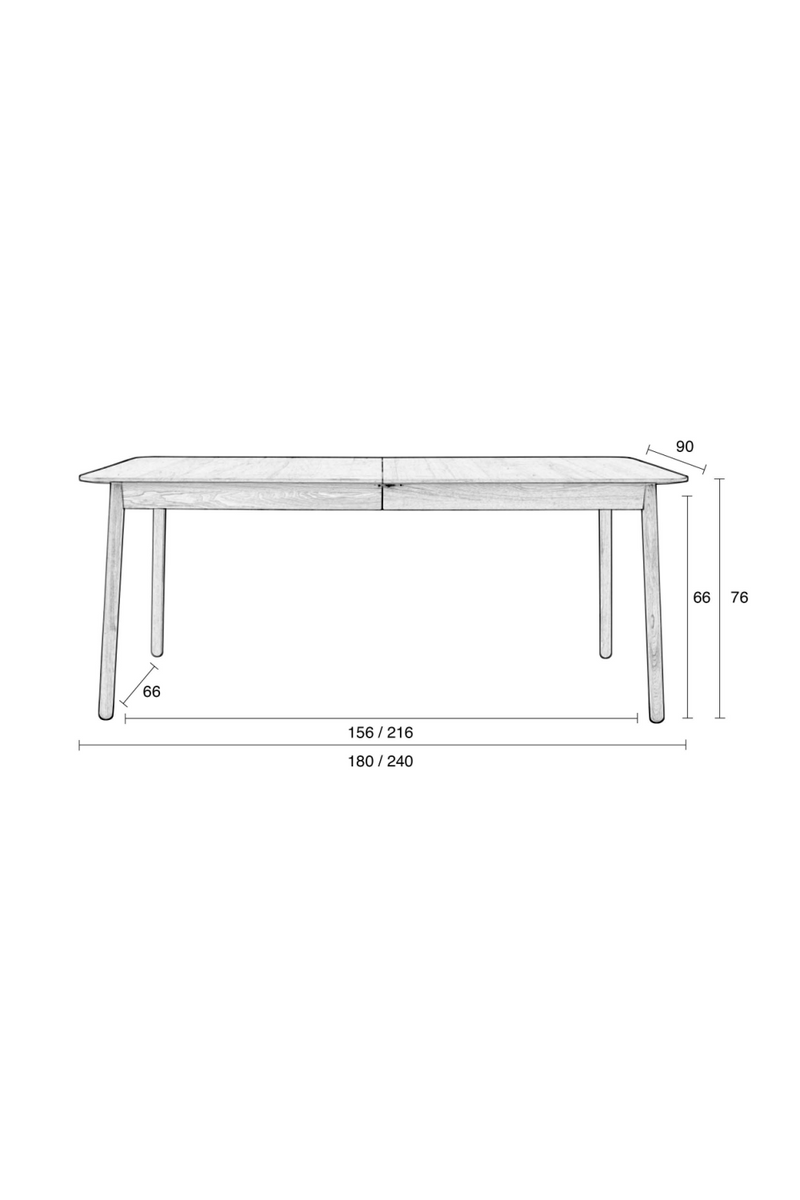 Extendable Natural Wood Dining Table (L) | Zuiver Glimps | Woodfurniture.com