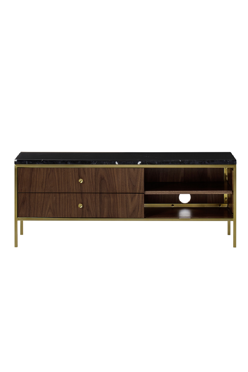 Wooden Media Unit with Marble Top S | Andrew Martin Chester | Woodfurniture.com