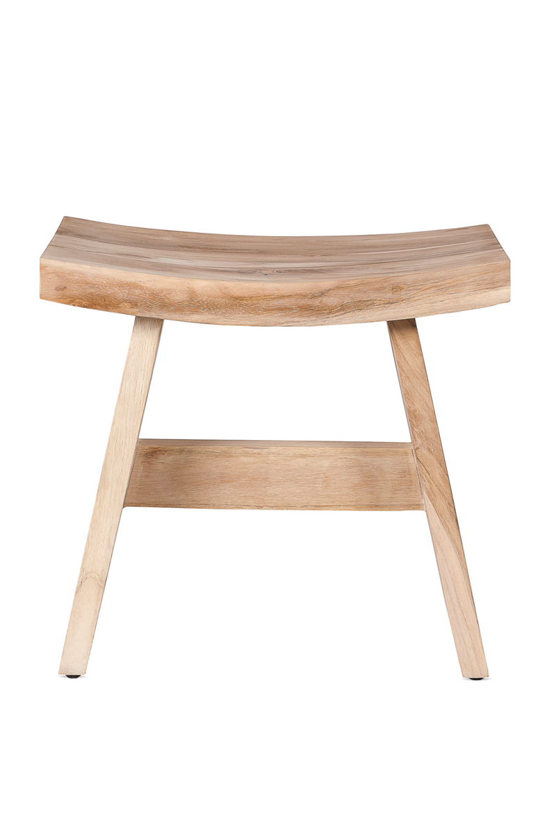 Teak Rectangular Curved Stool | Dareels U | Quality Wood Furniture